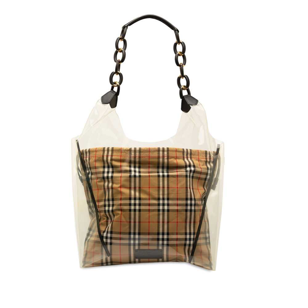 Brown Burberry Plastic and House Check Shopper To… - image 1