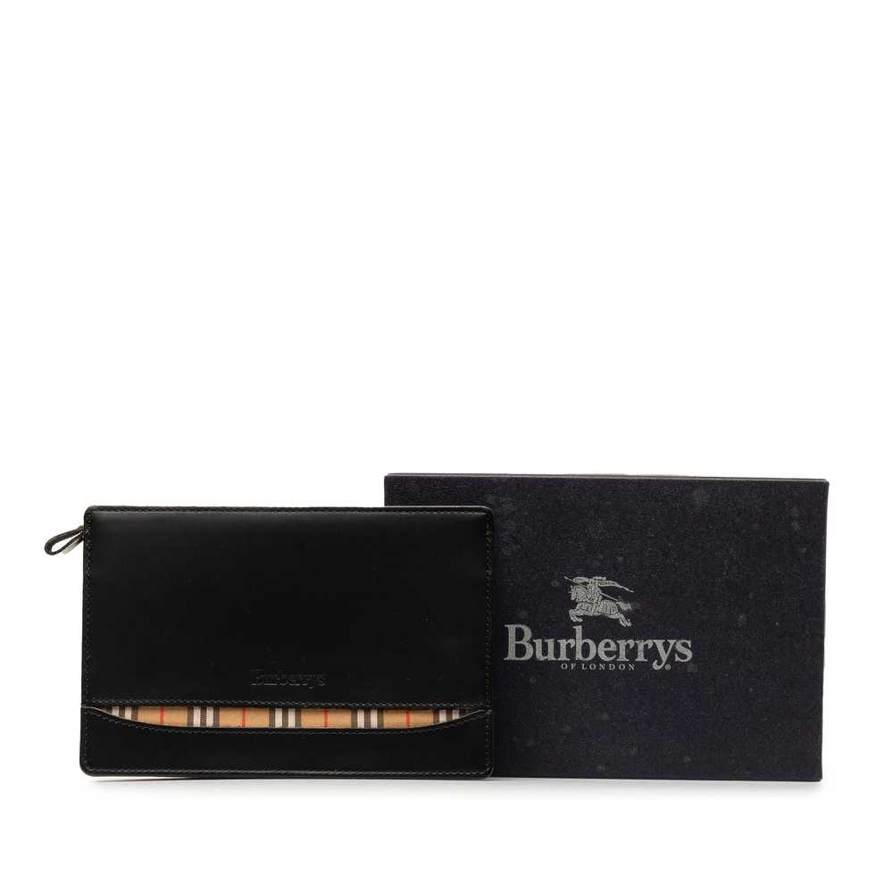 Black Burberry House Check Canvas Trimmed Leather… - image 11