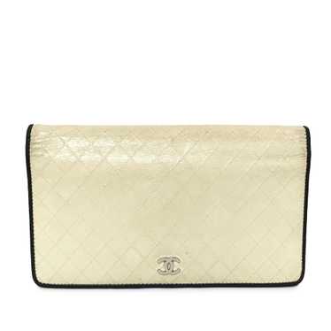 White Chanel CC Quilted Lambskin Leather Long Wall