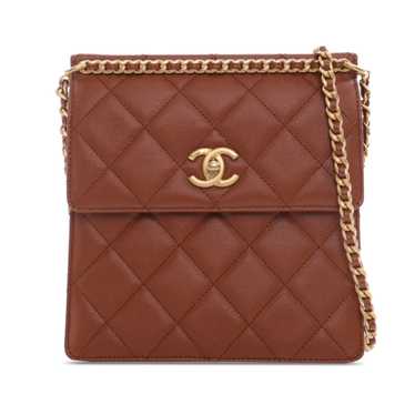 Brown Chanel CC Quilted Caviar Backpack