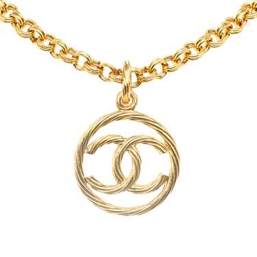 Gold Chanel CC Pendant Necklace - image 1