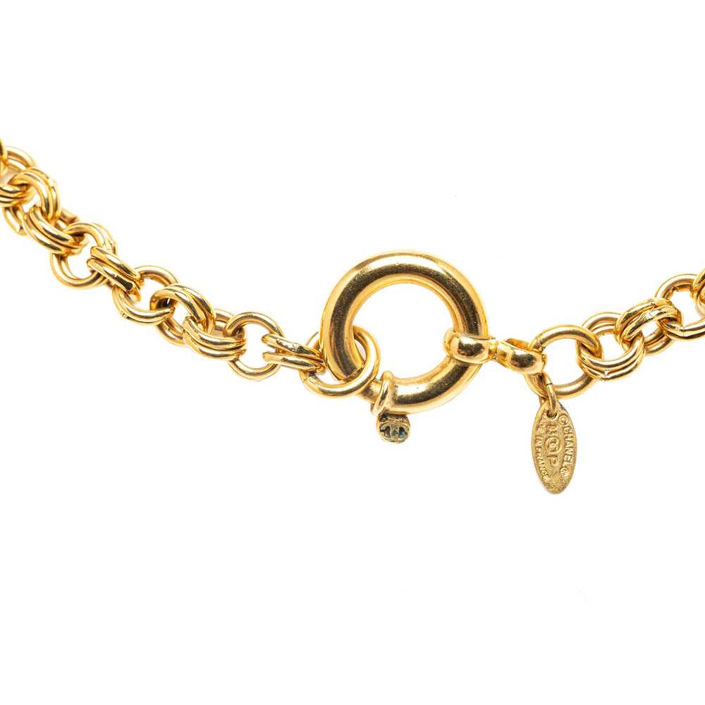 Gold Chanel CC Pendant Necklace - image 6