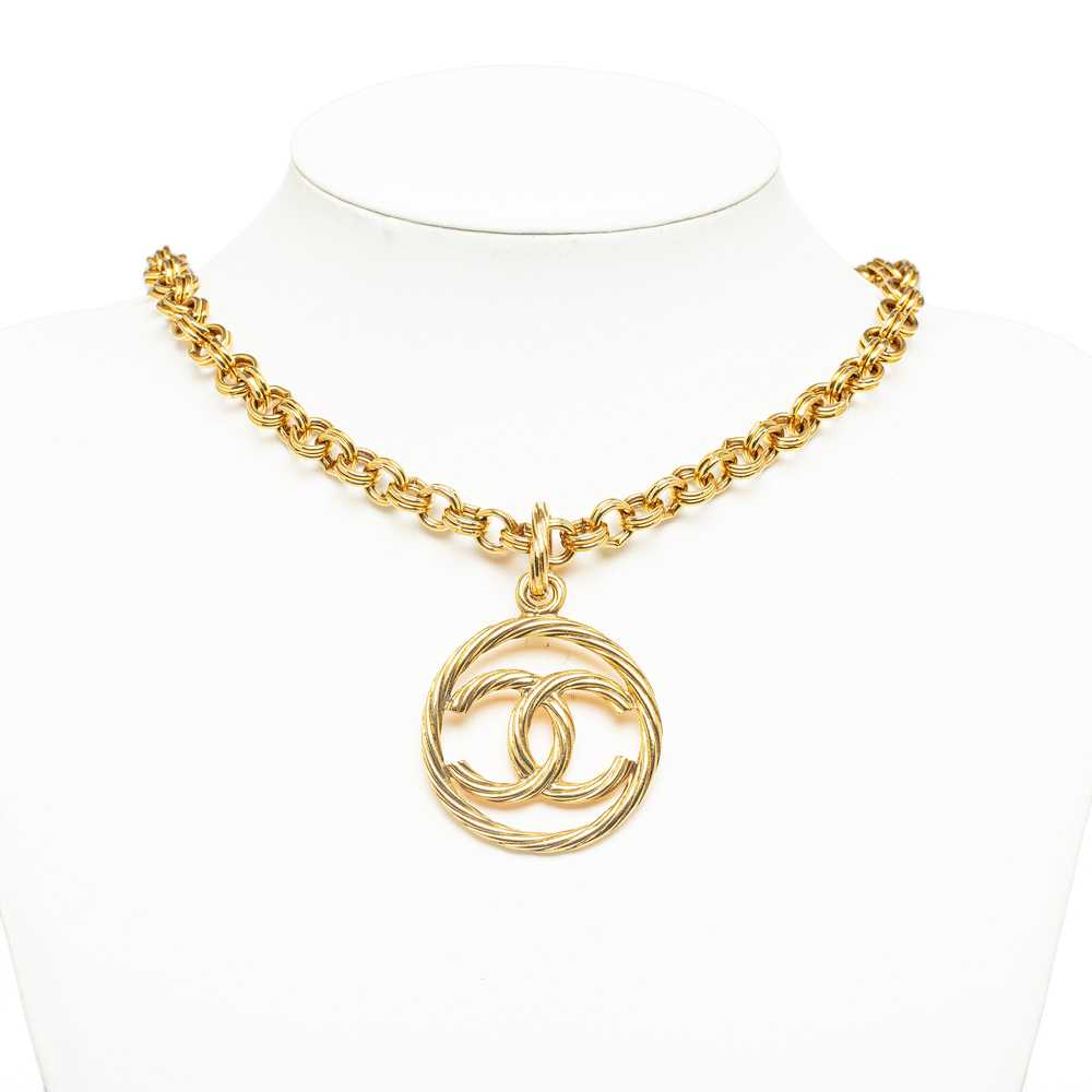Gold Chanel CC Pendant Necklace - image 7