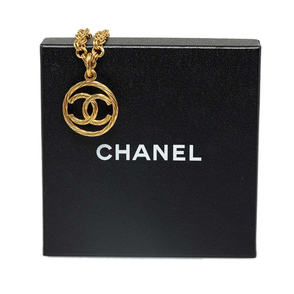 Gold Chanel CC Pendant Necklace - image 8