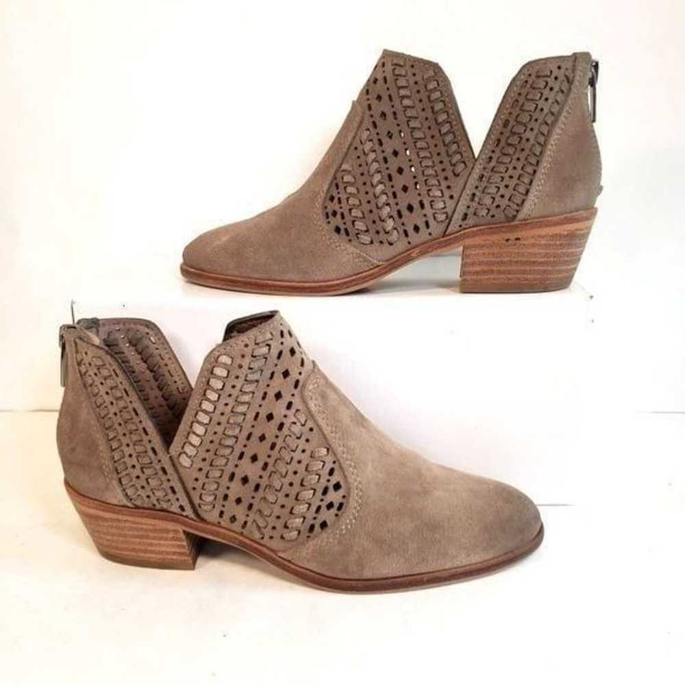 Vince Camuto Taupe Prasata Laser Cut Ankle Boots … - image 1