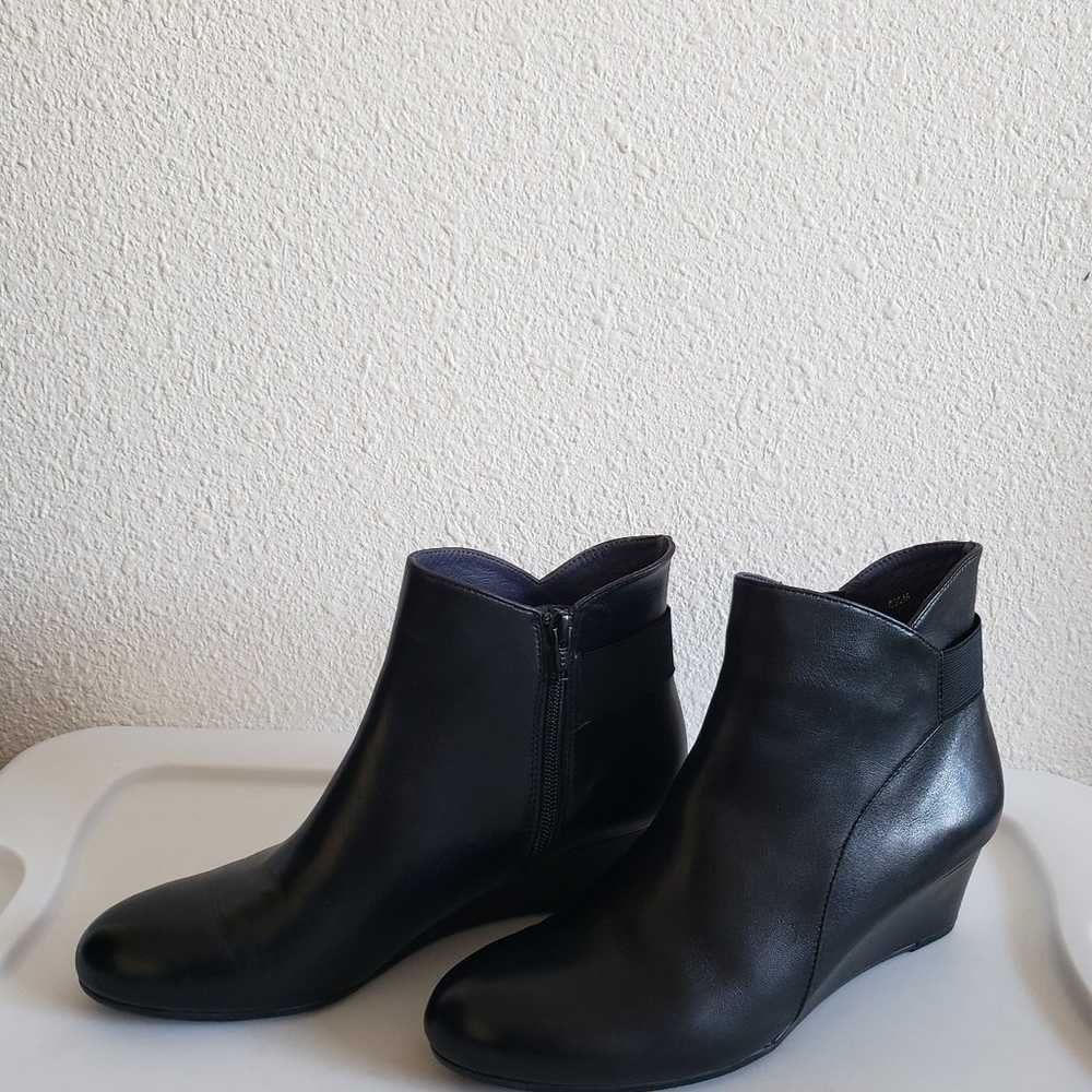 Vaneli black leather wedge ankle boots - image 3