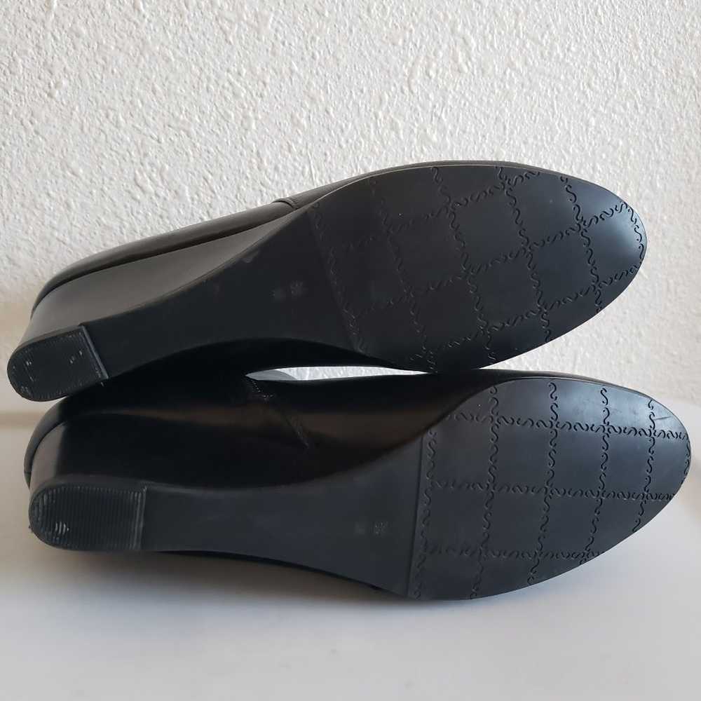 Vaneli black leather wedge ankle boots - image 8
