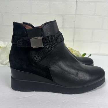 Hispanitas Women Wedge boots size EU 38 Black Lea… - image 1