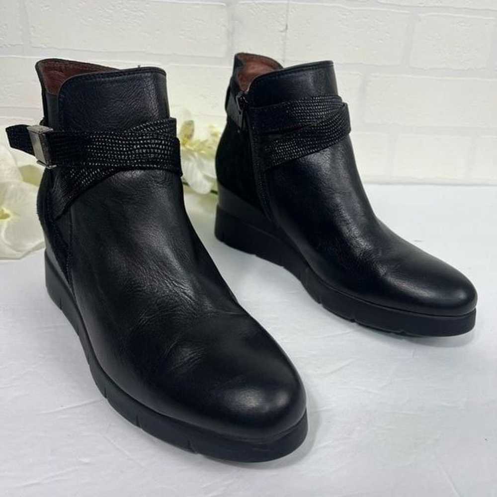 Hispanitas Women Wedge boots size EU 38 Black Lea… - image 2