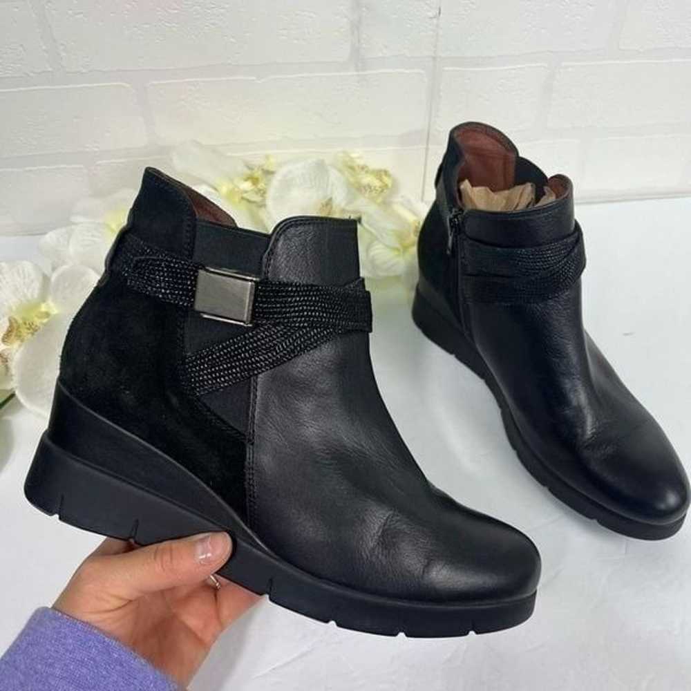 Hispanitas Women Wedge boots size EU 38 Black Lea… - image 5