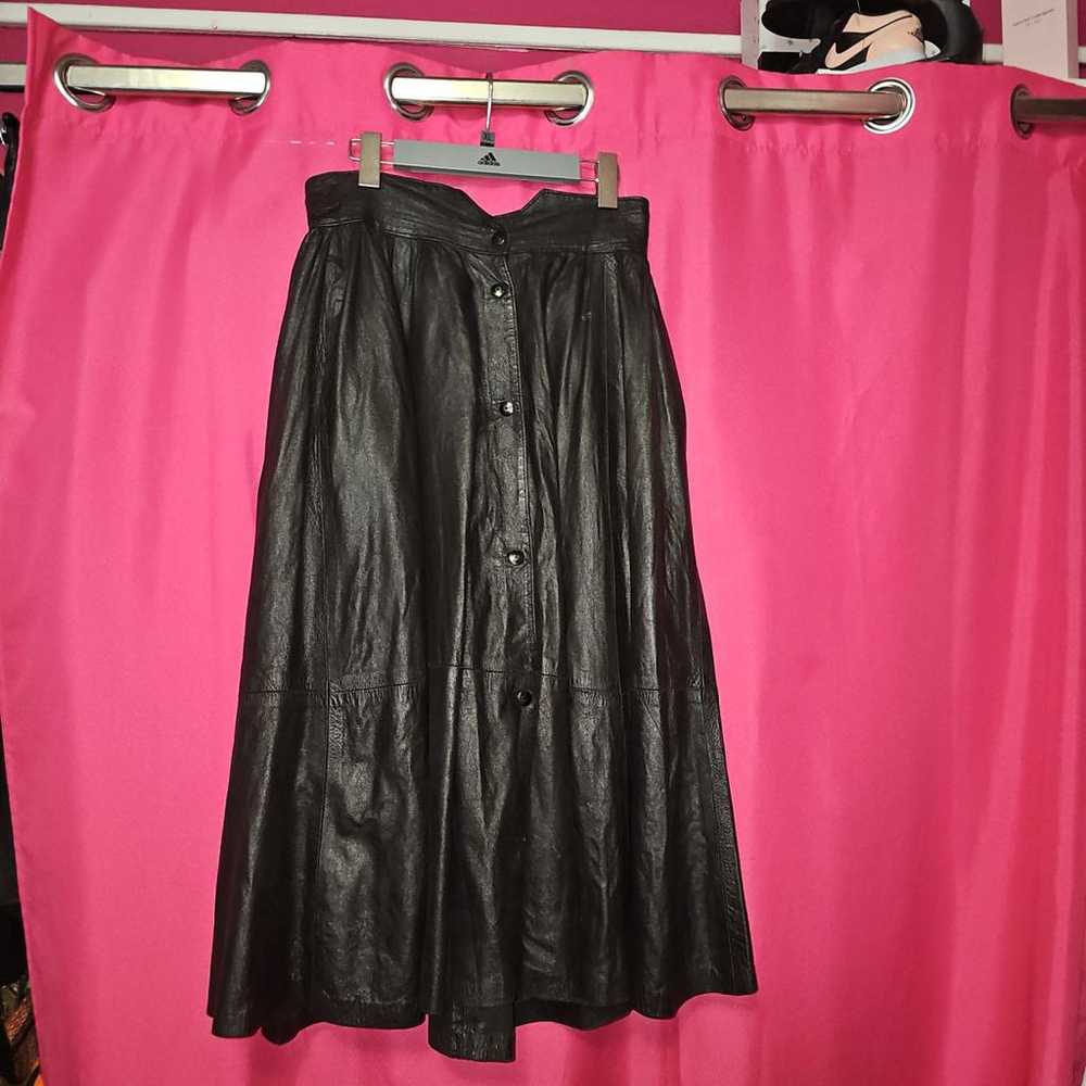 Non Signé / Unsigned Leather maxi skirt - image 7