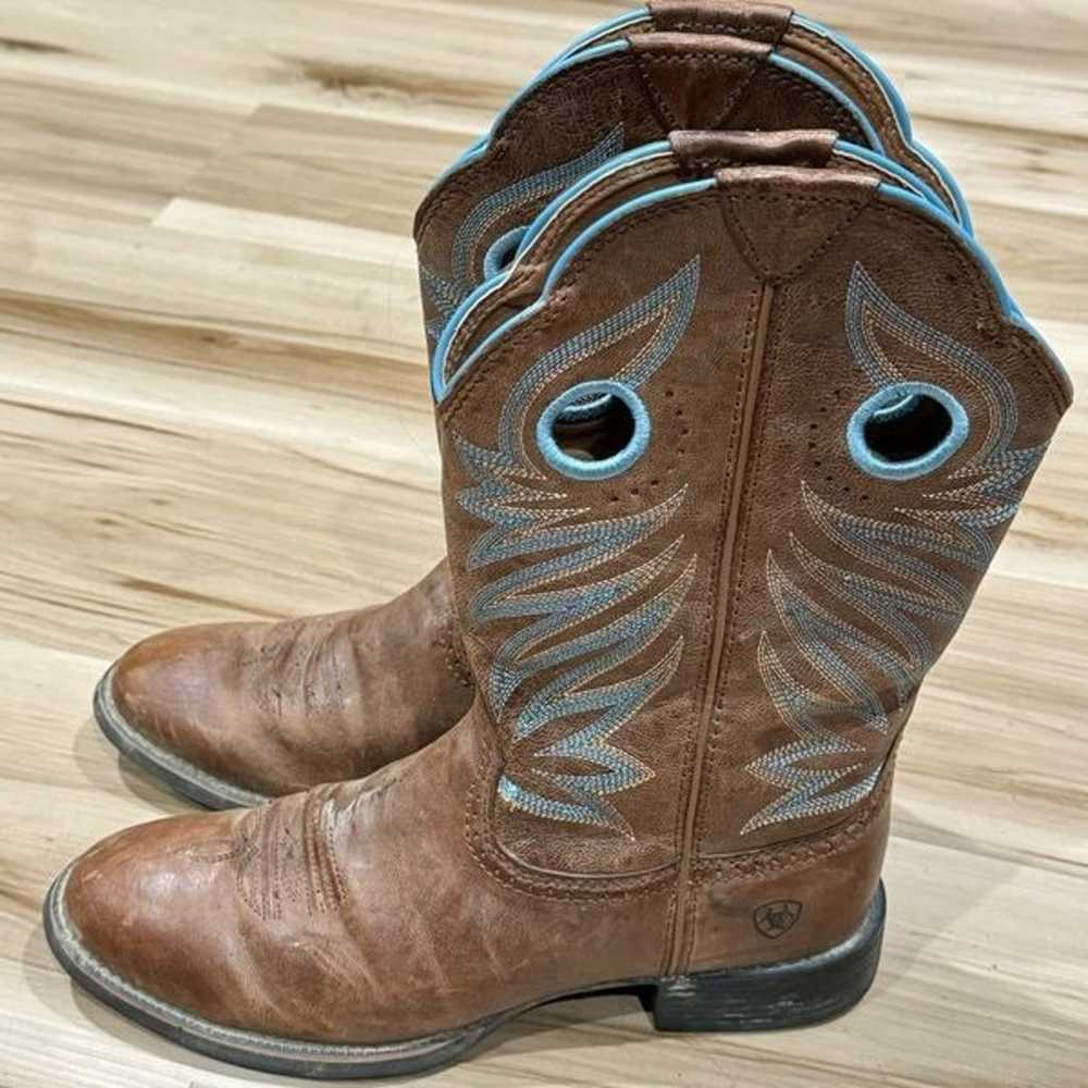 Ariat Round Toe Leather Western Cowboy Boots Wome… - image 1