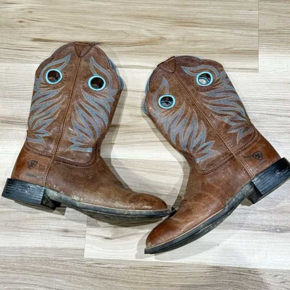 Ariat Round Toe Leather Western Cowboy Boots Wome… - image 3
