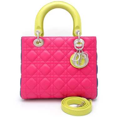 CHRISTIAN DIOR Lady 2Way Bag Cannage Leather Pink… - image 1