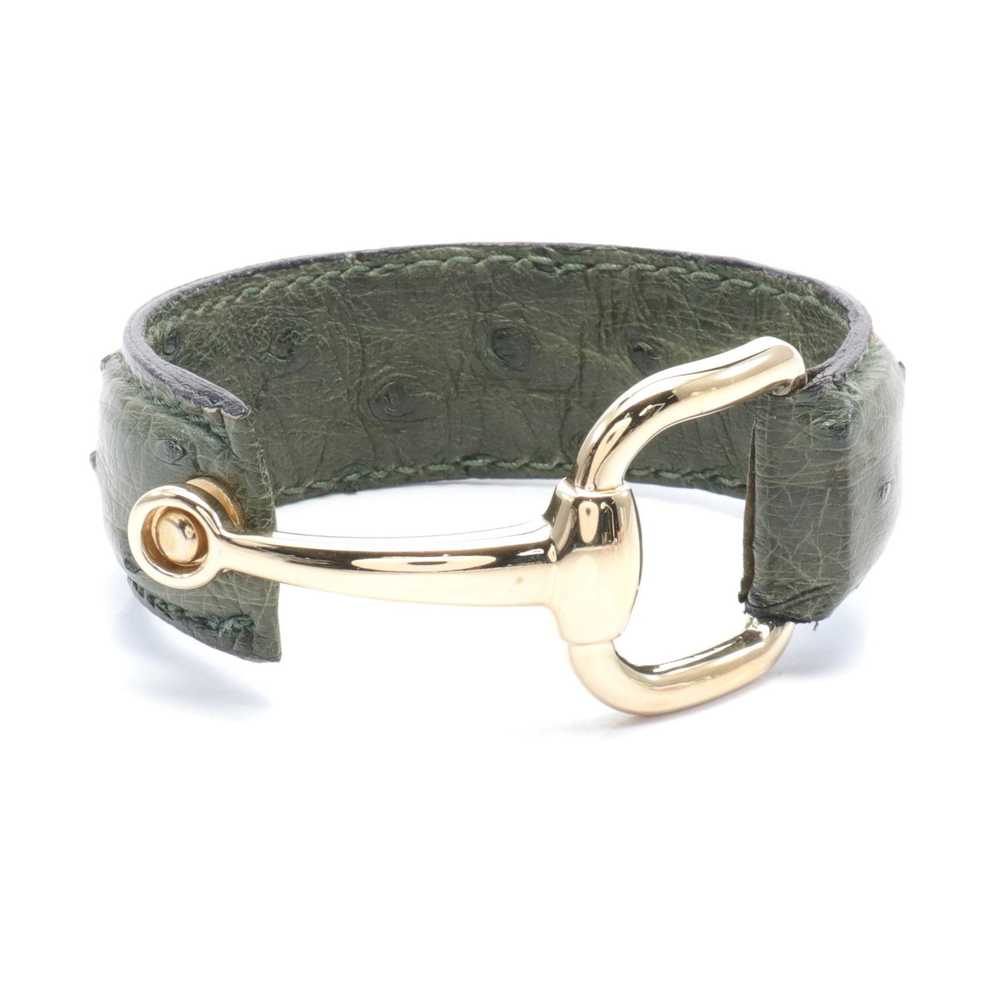 Gucci Horsebit Bangle Leather GP Green Gold - image 1