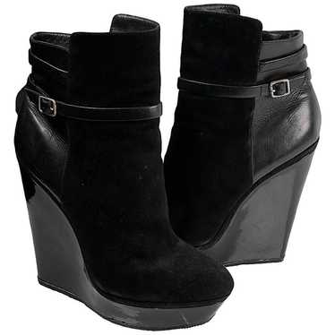 Brian Atwood Black Suede Leather Wedge Heel Platf… - image 1