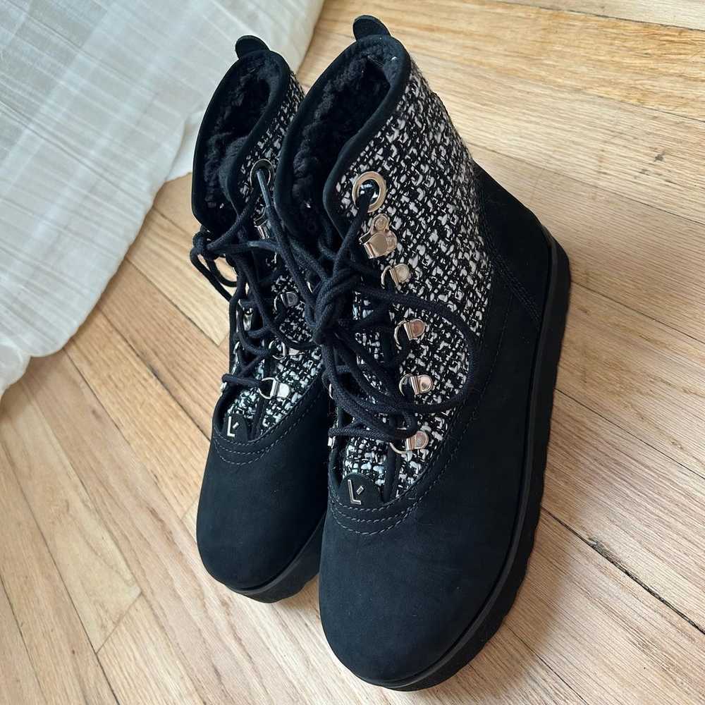 NWOT $450 Larroude Vail Boots black white leather… - image 2