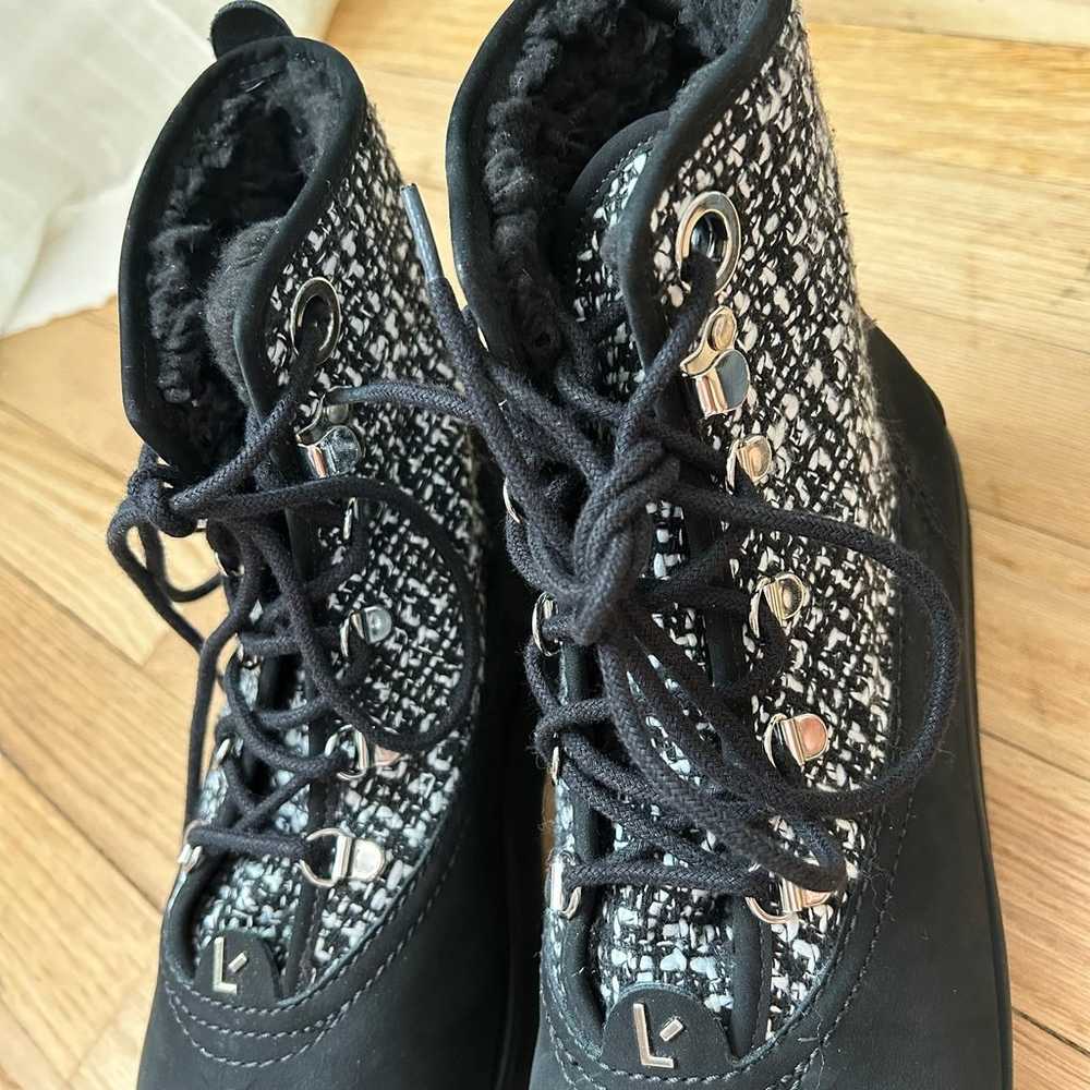 NWOT $450 Larroude Vail Boots black white leather… - image 4