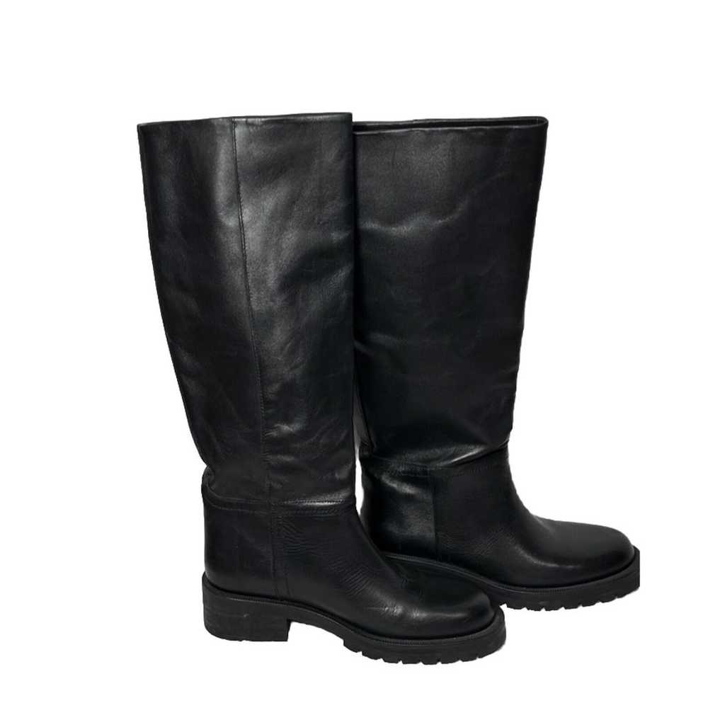 Zara Women’s Black Leather Knee High Boots with B… - image 2