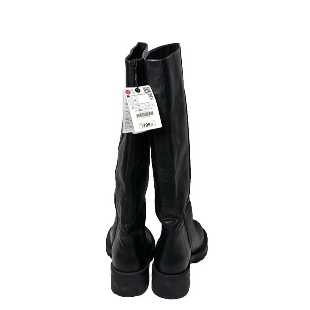 Zara Women’s Black Leather Knee High Boots with B… - image 3