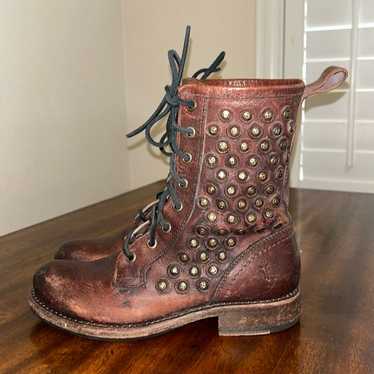 Frye Jenna disc studded  combat boots.