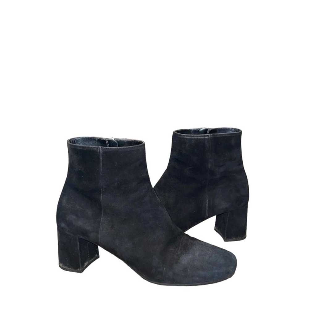 Prada Black Suede Leather Block Heel Boots - image 1