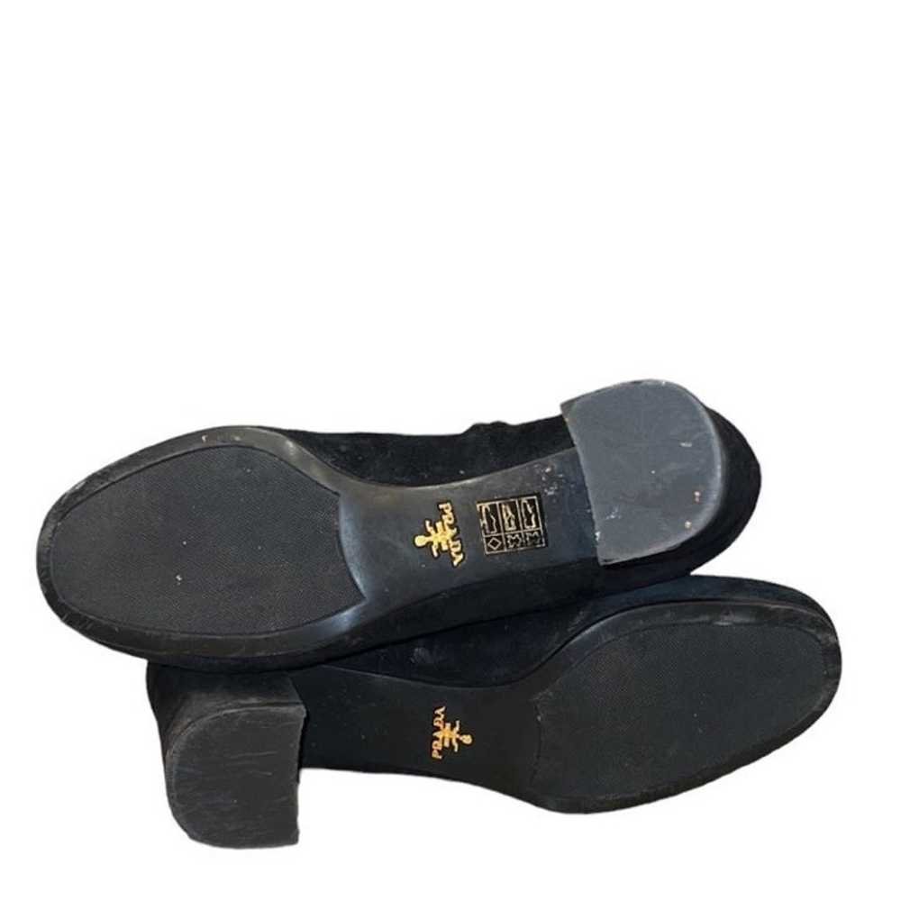 Prada Black Suede Leather Block Heel Boots - image 6