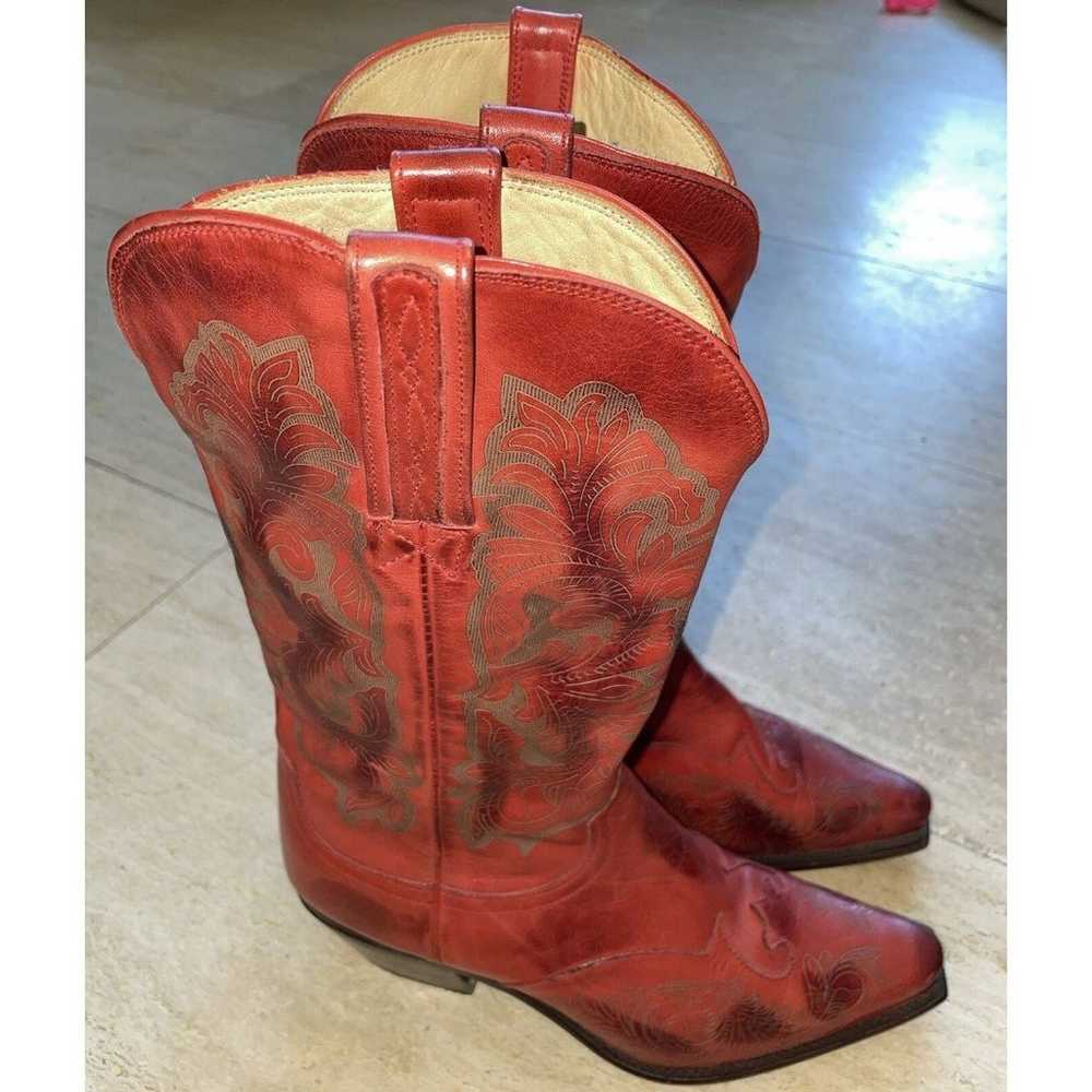 Lucchese 1883 Vintage Western Cowboy Boots Red 48… - image 4