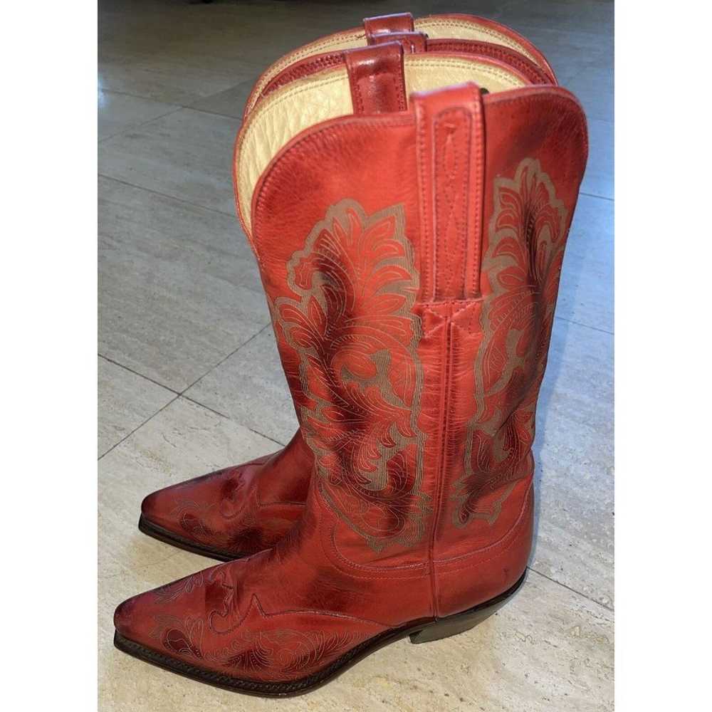 Lucchese 1883 Vintage Western Cowboy Boots Red 48… - image 6