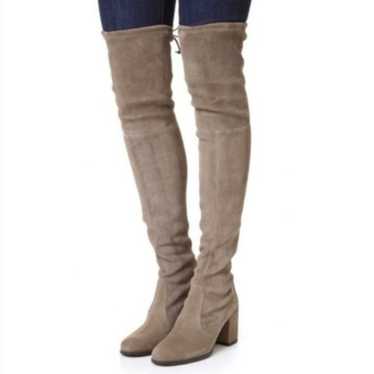 Stuart Weitzman The Knee Boot Suede Grey Taupe Si… - image 1