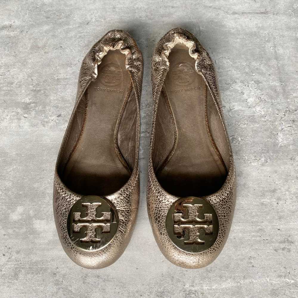 Tory Burch Minnie Travel Ballet Flats Shoes Gold … - image 2