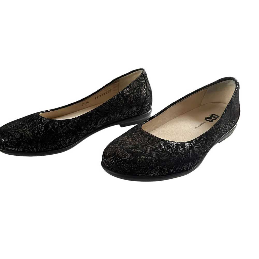 SAS Ballet Flat Shoes Black Lace Size 7 New - image 2