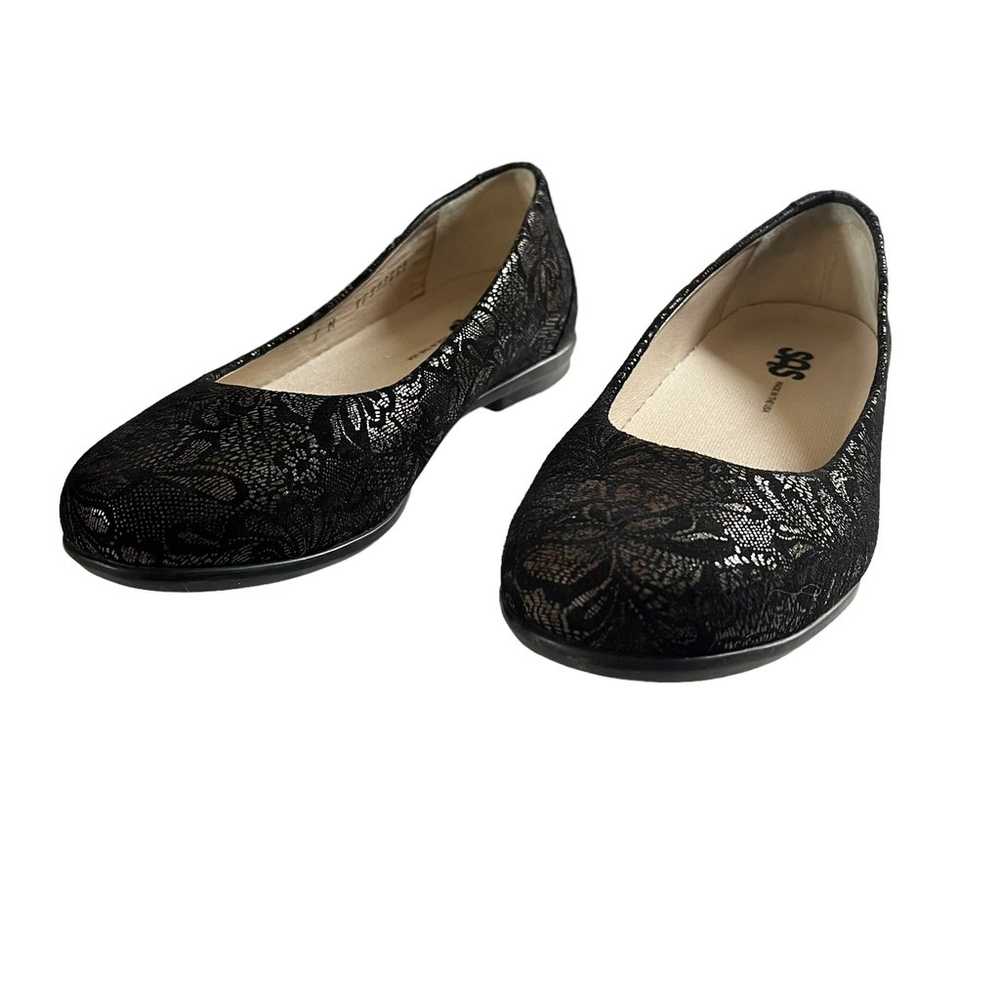 SAS Ballet Flat Shoes Black Lace Size 7 New - image 3