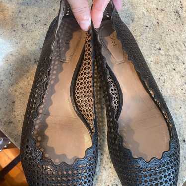 Chloe Flats Perforated Scalloped Leather Flats
