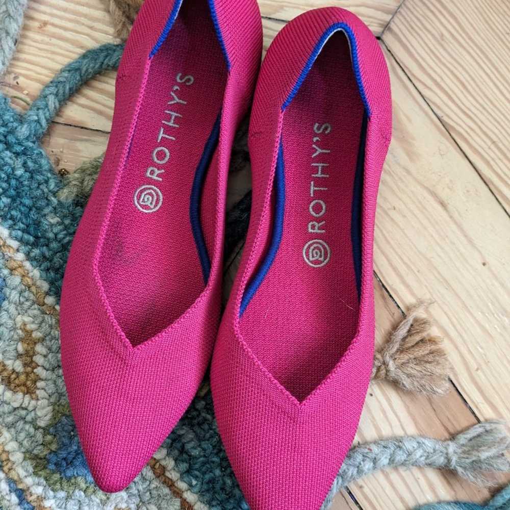 Rothy's the point Hot pink sz 10 like new flats - image 2