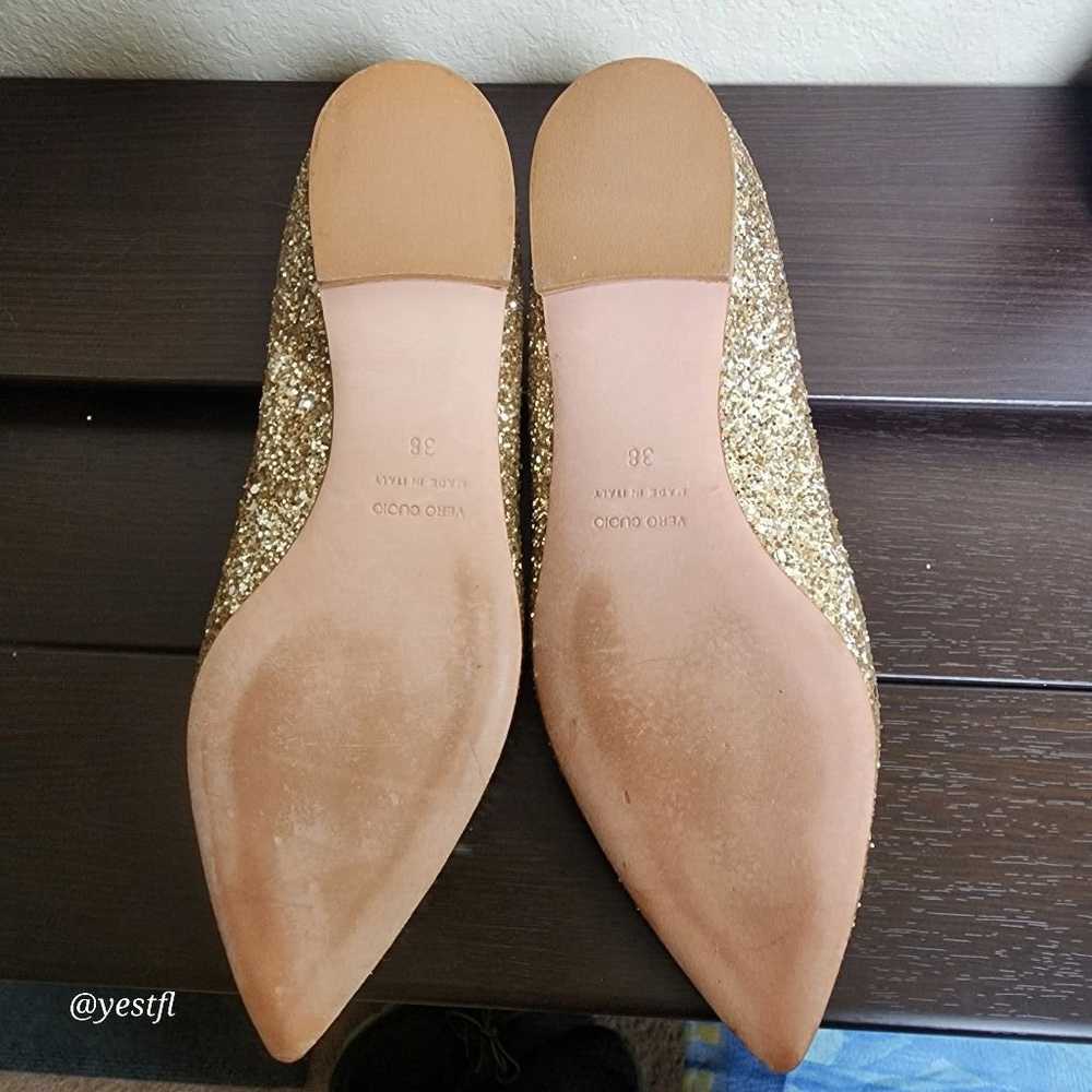 Women's Butter Gold Glitter Pointed Toe Flats Siz… - image 2