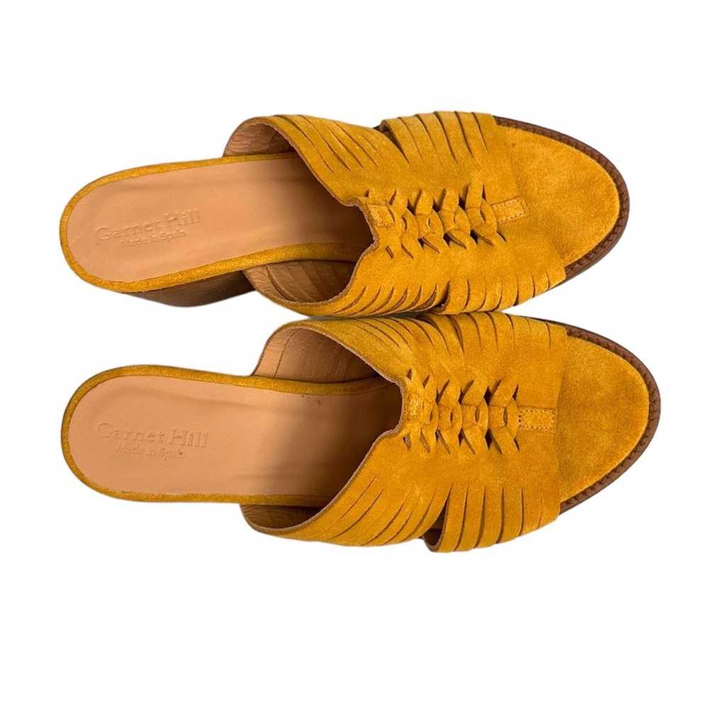 Garnet Hill Sandra Mustard Yellow Suede Peep Toe … - image 6