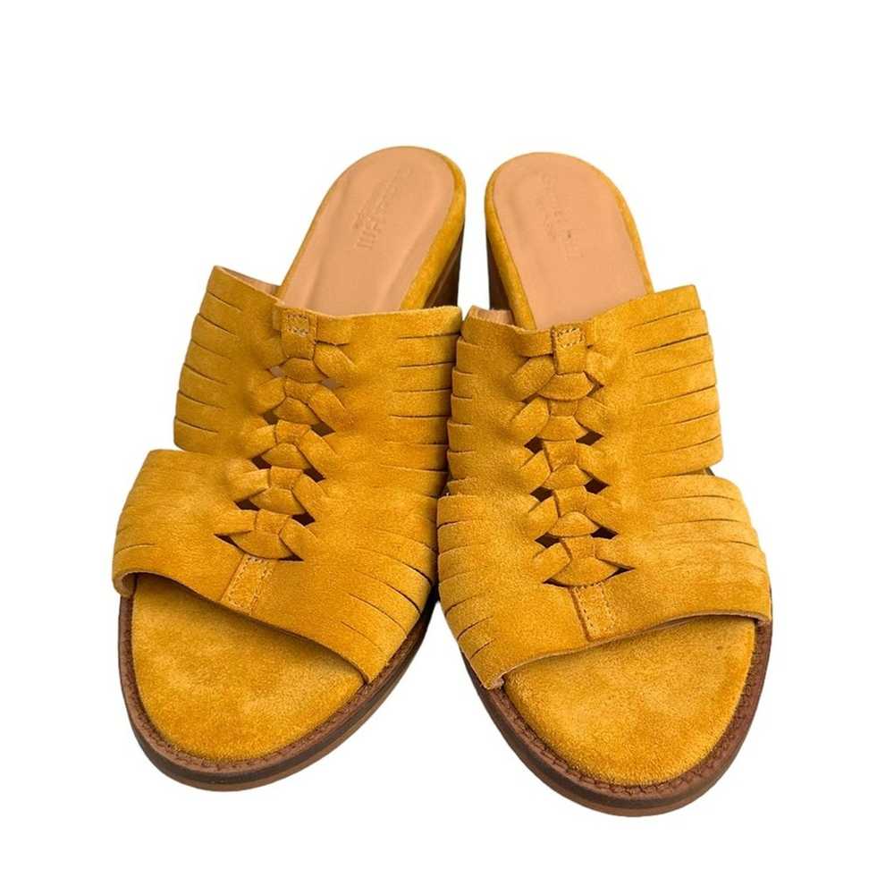 Garnet Hill Sandra Mustard Yellow Suede Peep Toe … - image 8