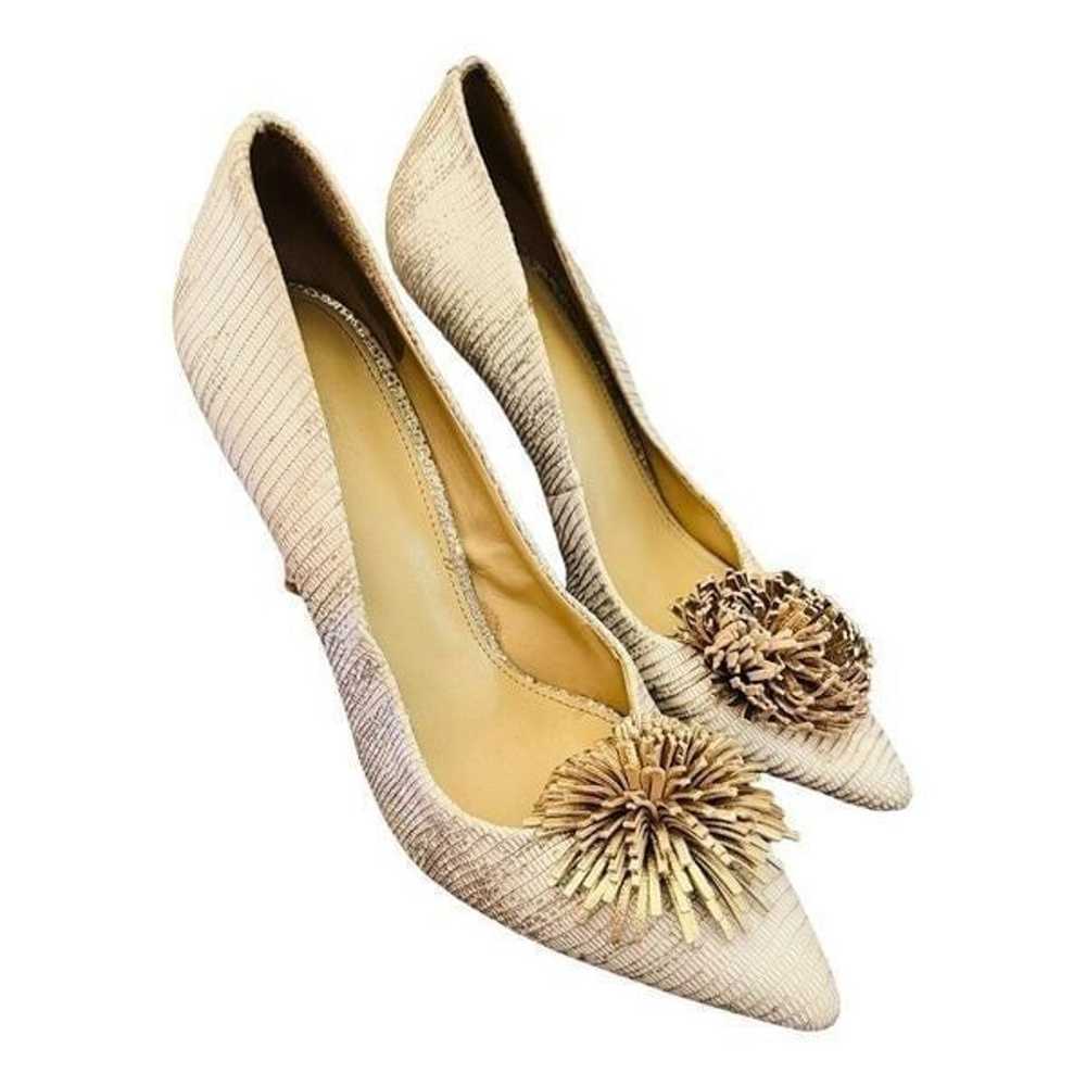 MICHAEL KORS LOLITA PUMP METALLIC PALE GOLD POM W… - image 2