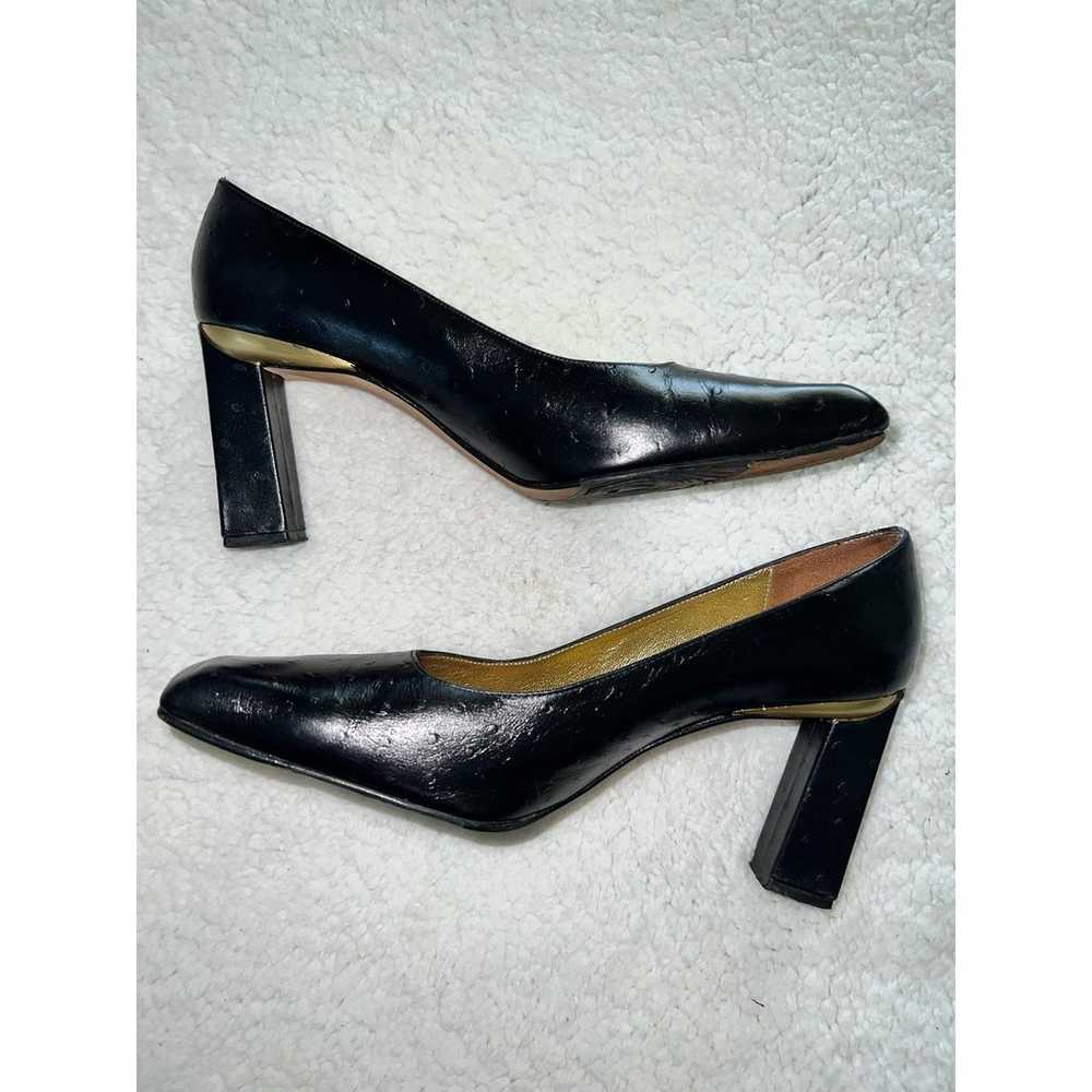 Timothy Hitman Classic Black Leather Pumps with G… - image 3