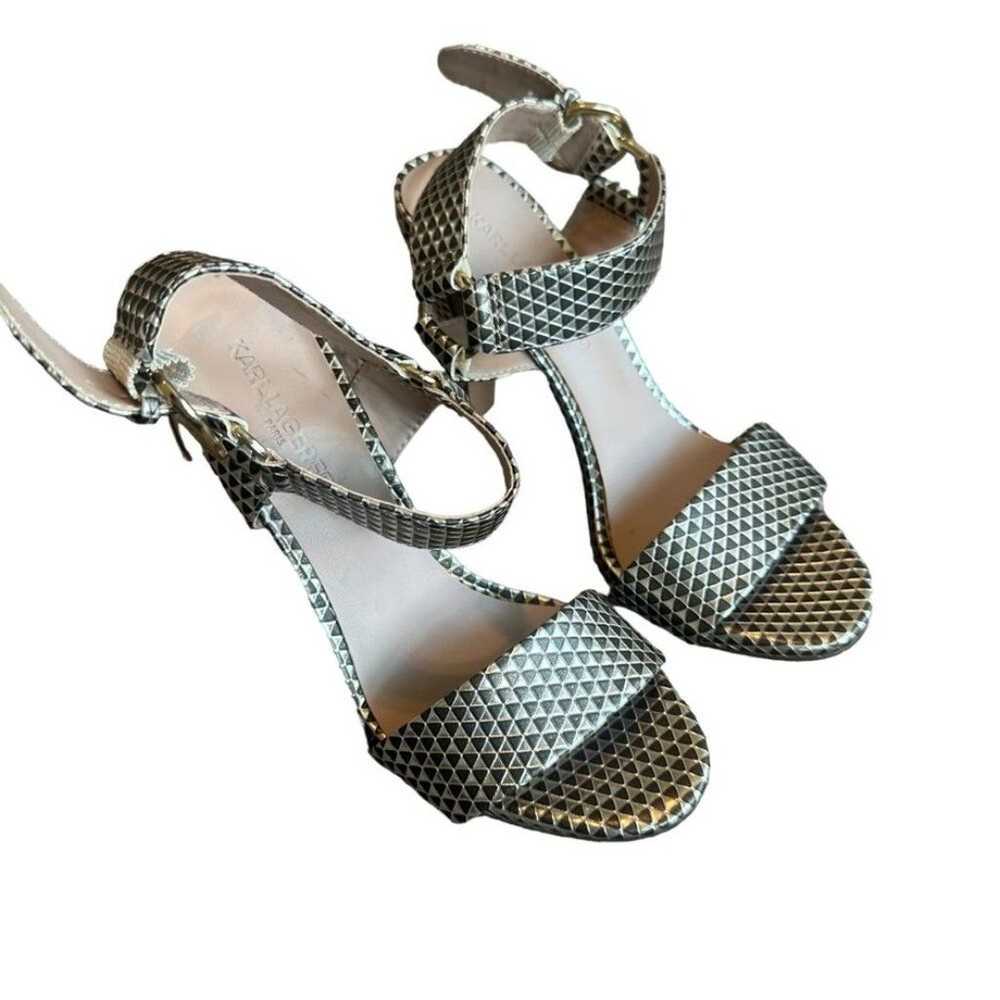 Karl Lagerfeld Cieone Gold High Heels Sandals w/ … - image 4
