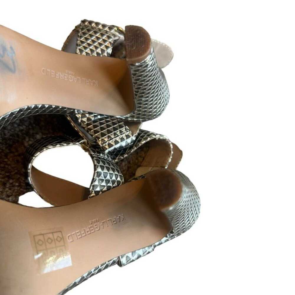 Karl Lagerfeld Cieone Gold High Heels Sandals w/ … - image 9
