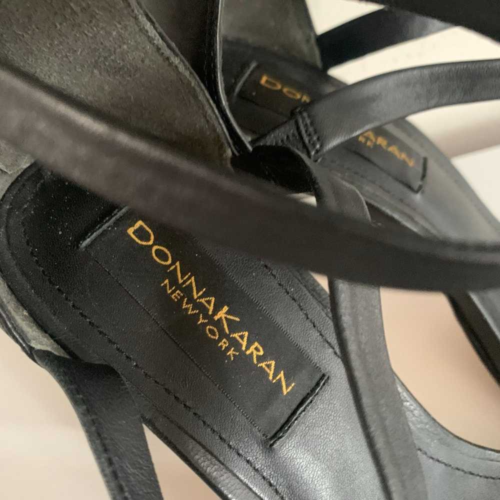 Donna Karen Sol Strappy Black Leather Gold High H… - image 10