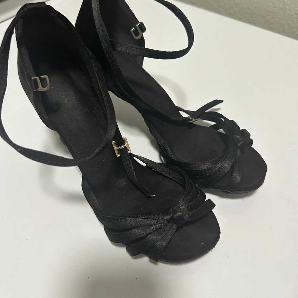 Ballroom dance heels suede soles size 7 black - image 3