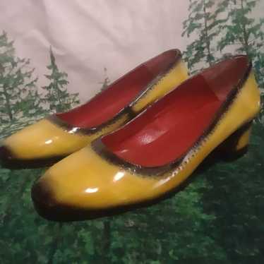 Genuine Leather handmade yellow block heel's - image 1