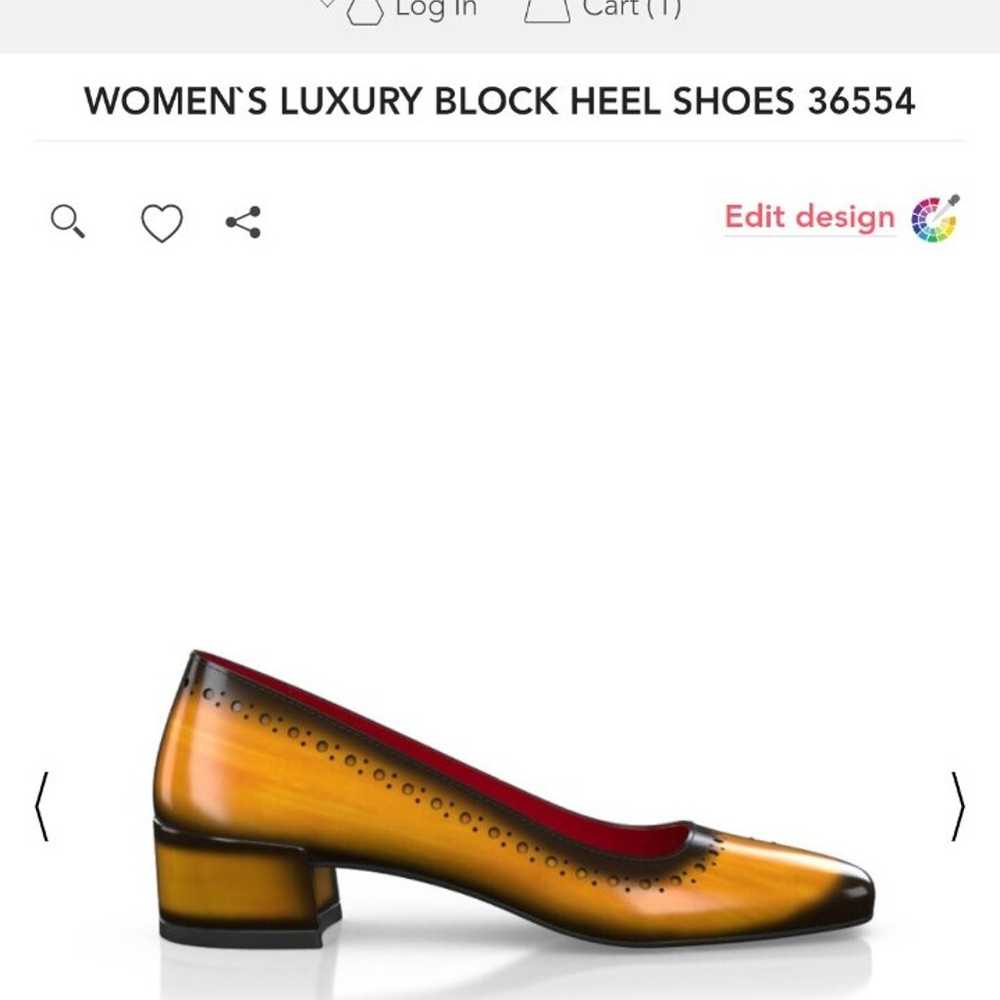 Genuine Leather handmade yellow block heel's - image 2