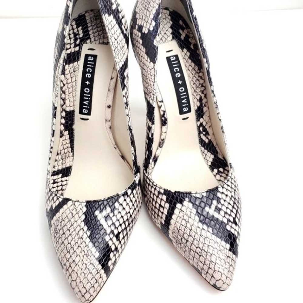 Alice and Olivia Python Leather Pointed-Toe Heels - image 2