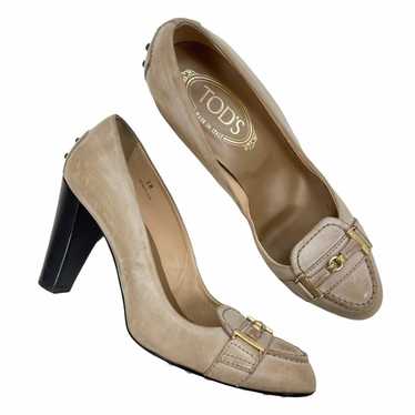 Tod's Signature Leather Loafer Pumps High Heel Bei