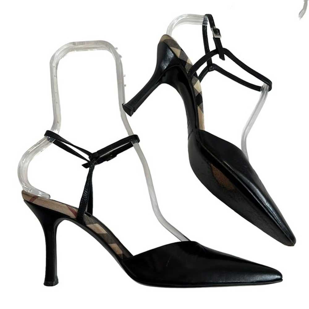 Burberry High heels 36 6 black leather nova check… - image 7