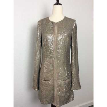 Guess by Marciano Mini Dress Zip Front Sequin FLAW